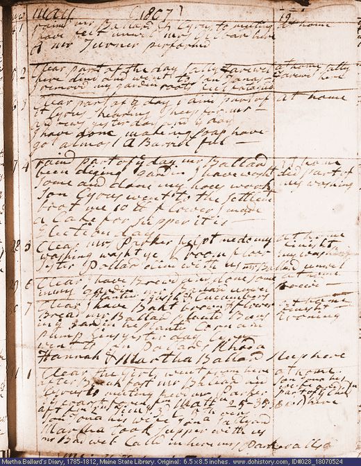 May 24-31, 1807 diary page (image, 119K). Choose 'View Text' (at left) for faster download.