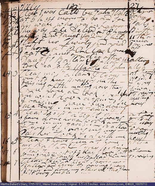 Jul. 13-18, 1807 diary page (image, 127K). Choose 'View Text' (at left) for faster download.