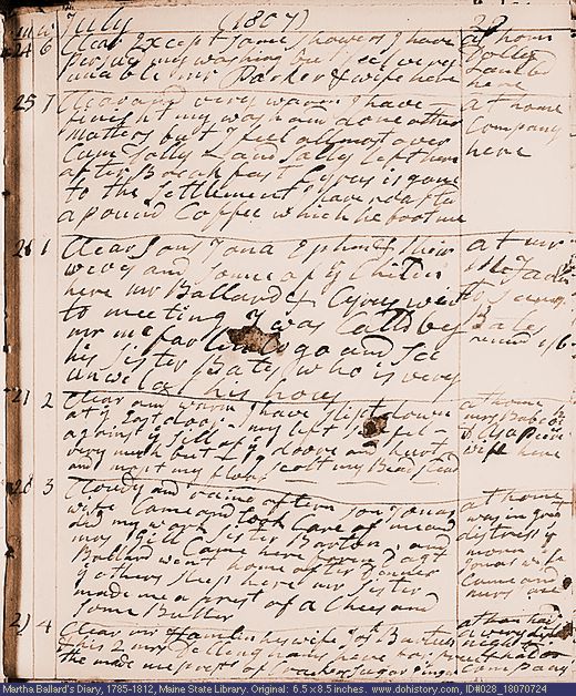 Jul. 24-29, 1807 diary page (image, 128K). Choose 'View Text' (at left) for faster download.