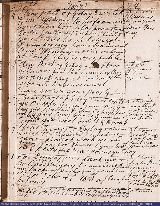 Oct. 14-19, 1807 diary page (image, 138K). Choose 'View Text' (at left) for faster download.