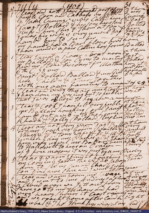 Jul. 16-22, 1808 diary page (image, 153K). Choose 'View Text' (at left) for faster download.