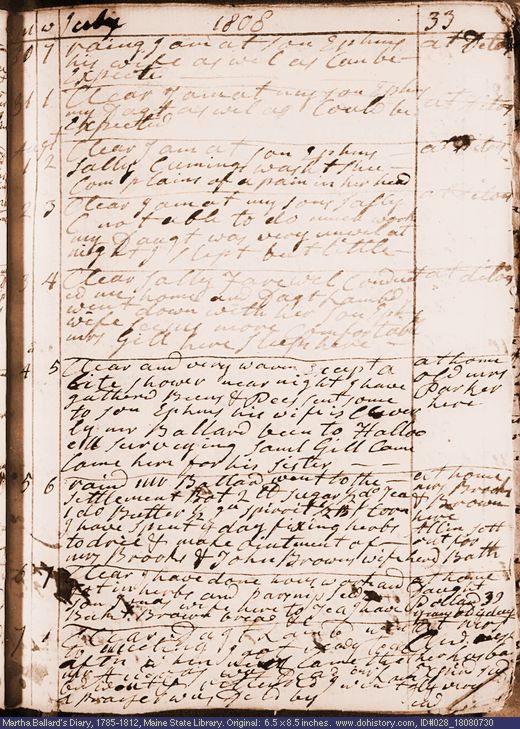 Jul. 30-Aug. 7, 1808 diary page (image, 122K). Choose 'View Text' (at left) for faster download.