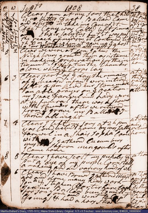 Sep. 4-9, 1808 diary page (image, 145K). Choose 'View Text' (at left) for faster download.