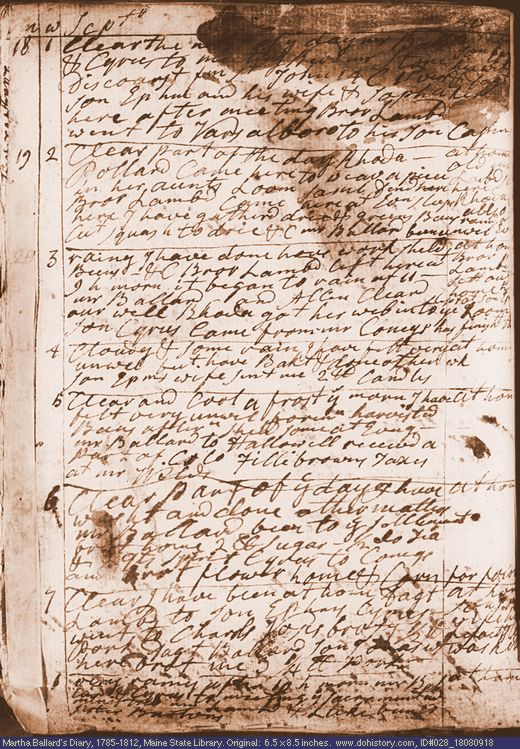 Sep. 18-25, 1808 diary page (image, 142K). Choose 'View Text' (at left) for faster download.