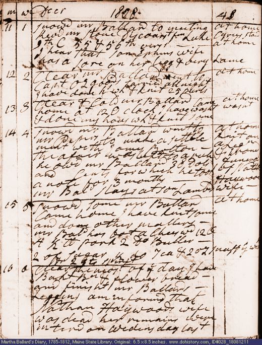 Dec. 11-16, 1808 diary page (image, 127K). Choose 'View Text' (at left) for faster download.