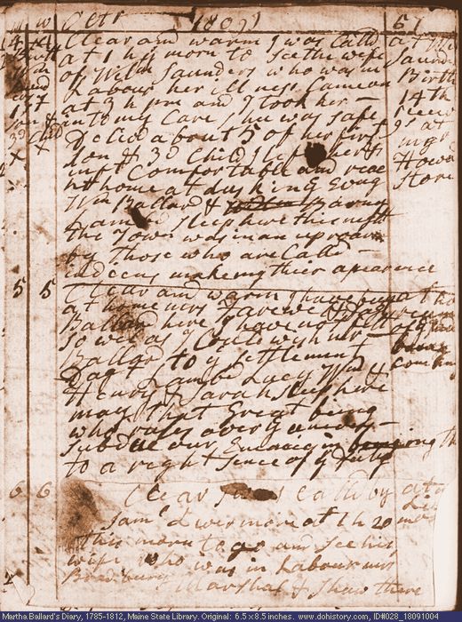 Oct. 4-6, 1809 diary page (image, 126K). Choose 'View Text' (at left) for faster download.