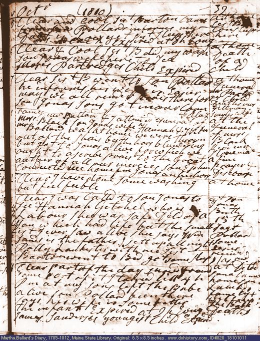 Oct. 11-17, 1810 diary page (image, 153K). Choose 'View Text' (at left) for faster download.