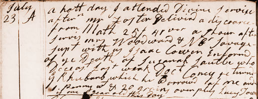 Diary entry for Jul. 23, 1786. View Text (link at top) to see text version.