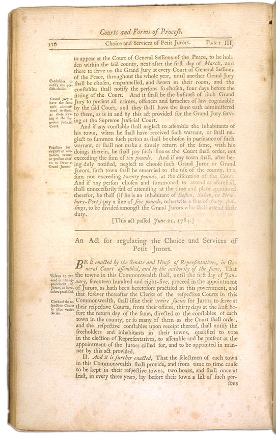 The Perpetual Laws of the Commonwealth of Massachusetts Page 116. Choose 'View Text' (at top) for faster download.