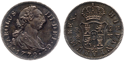 Spanish Head Pistareen Obverse / Reverse. Choose 'View Text' (at top) for faster download.