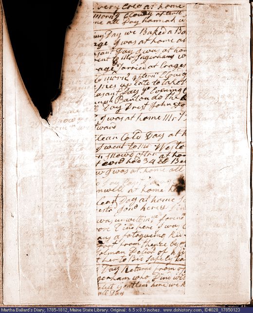 Jan. 23-Feb. 7, 1785 diary page (image, 88K). Choose 'View Text' (at left) for faster download.