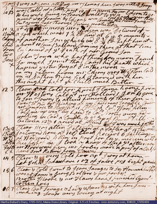Apr. 9-16, 1785 diary page (image, 142K). Choose 'View Text' (at left) for faster download.