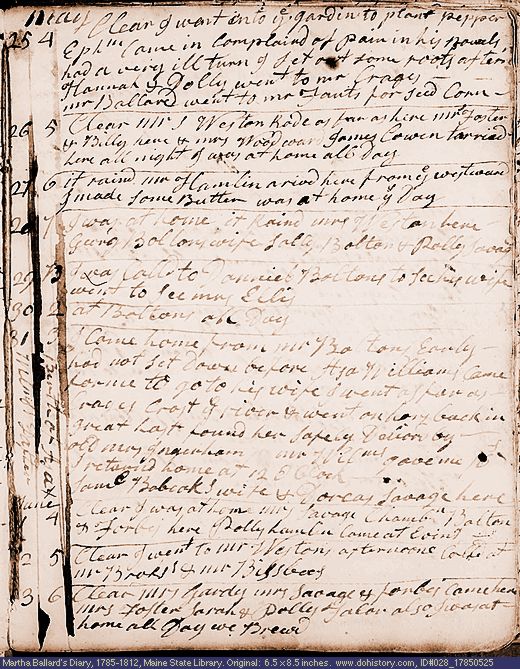 May 25-Jun. 3, 1785 diary page (image, 128K). Choose 'View Text' (at left) for faster download.