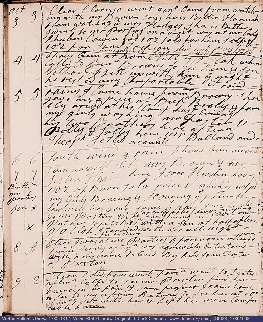 Oct. 3-9, 1786 diary page (image, 130K). Choose 'View Text' (at left) for faster download.