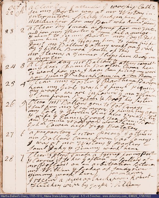 Oct. 22-28, 1786 diary page (image, 114K). Choose 'View Text' (at left) for faster download.