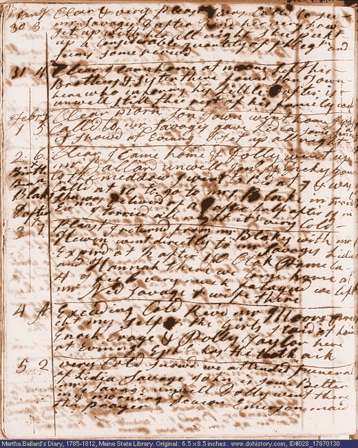 Jan. 30-Feb. 5, 1787 diary page (image, 128K). Choose 'View Text' (at left) for faster download.