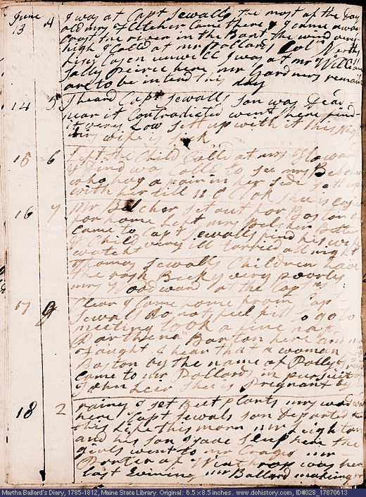 Jun. 13-18, 1787 diary page (image, 131K). Choose 'View Text' (at left) for faster download.