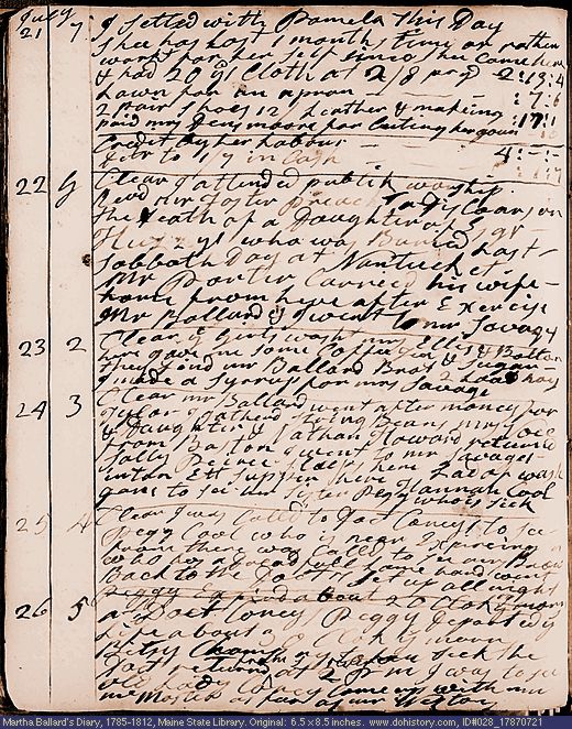 Jul. 21-26, 1787 diary page (image, 151K). Choose 'View Text' (at left) for faster download.