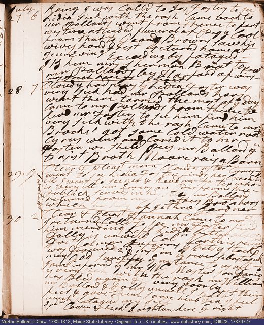 Jul. 27-30, 1787 diary page (image, 130K). Choose 'View Text' (at left) for faster download.