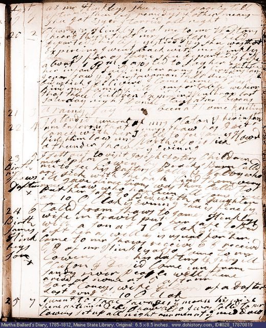 Aug. 19-25, 1787 diary page (image, 129K). Choose 'View Text' (at left) for faster download.