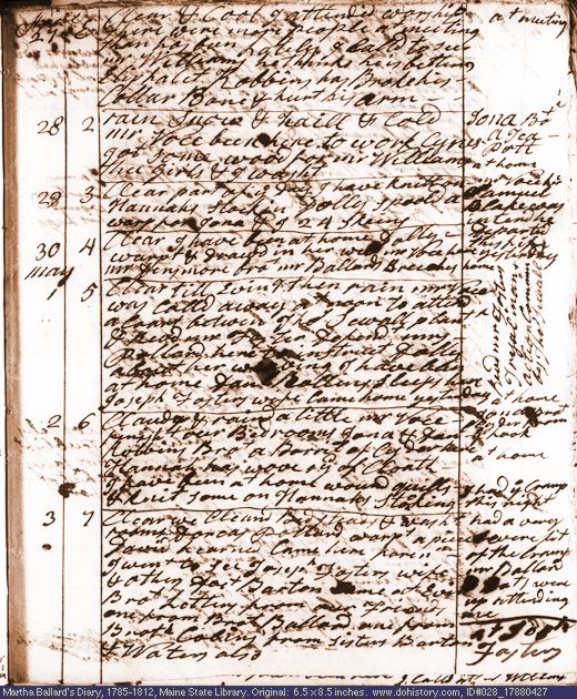 Apr. 27-May 3, 1788 diary page (image, 137K). Choose 'View Text' (at left) for faster download.