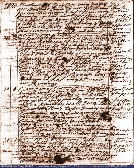 May 28-31, 1788 diary page (image, 140K). Choose 'View Text' (at left) for faster download.