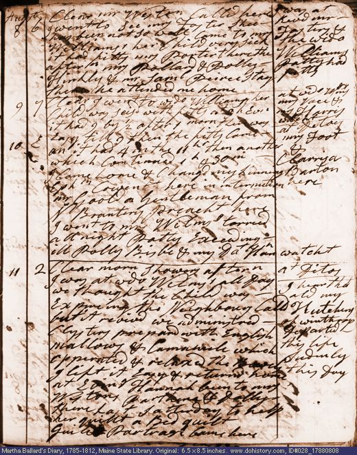 Aug. 8-11, 1788 diary page (image, 135K). Choose 'View Text' (at left) for faster download.
