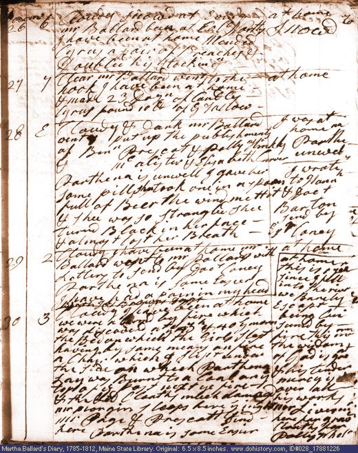 Dec. 26-30, 1788 diary page (image, 131K). Choose 'View Text' (at left) for faster download.