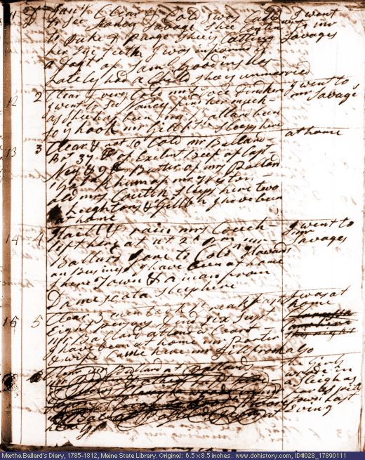 Jan. 11-15, 1789 diary page (image, 128K). Choose 'View Text' (at left) for faster download.