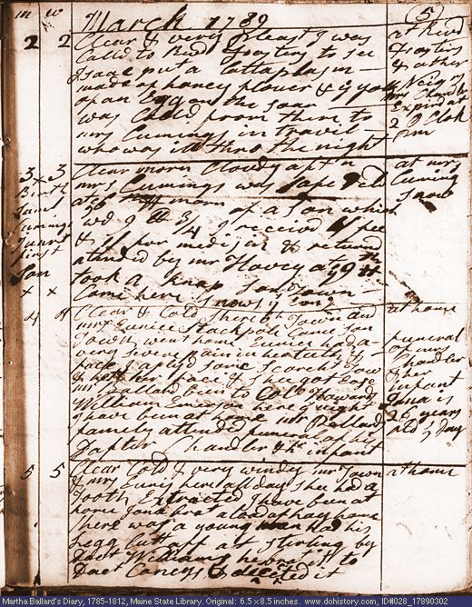 Mar. 2-5, 1789 diary page (image, 137K). Choose 'View Text' (at left) for faster download.