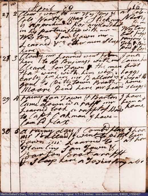 Apr. 27-30, 1789 diary page (image, 117K). Choose 'View Text' (at left) for faster download.