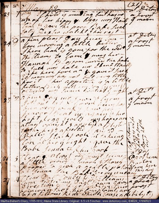 May 23-26, 1789 diary page (image, 118K). Choose 'View Text' (at left) for faster download.