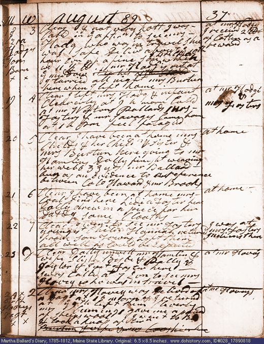 Aug. 18-24, 1789 diary page (image, 133K). Choose 'View Text' (at left) for faster download.