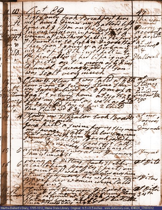Oct. 12-18, 1789 diary page (image, 143K). Choose 'View Text' (at left) for faster download.