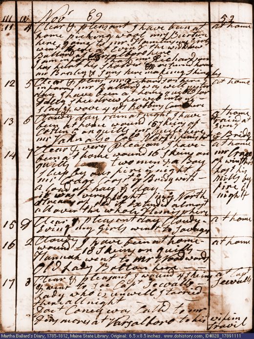 Nov. 11-17, 1789 diary page (image, 136K). Choose 'View Text' (at left) for faster download.