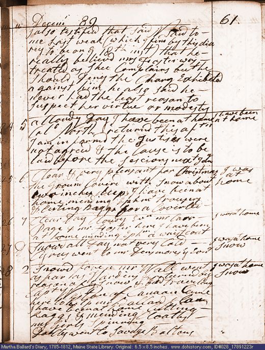 Dec. 23-28, 1789 diary page (image, 129K). Choose 'View Text' (at left) for faster download.