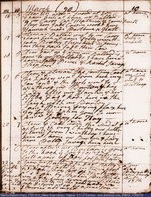 Mar. 16-22, 1790 diary page (image, 127K). Choose 'View Text' (at left) for faster download.