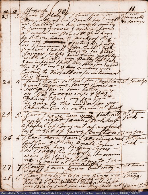 Mar. 23-28, 1790 diary page (image, 120K). Choose 'View Text' (at left) for faster download.