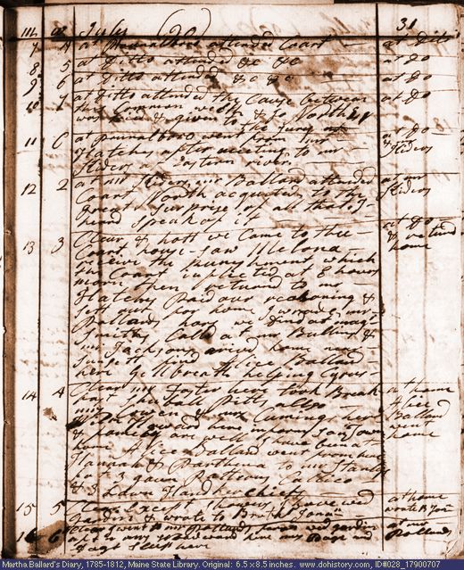 Jul. 7-16, 1790 diary page (image, 126K). Choose 'View Text' (at left) for faster download.