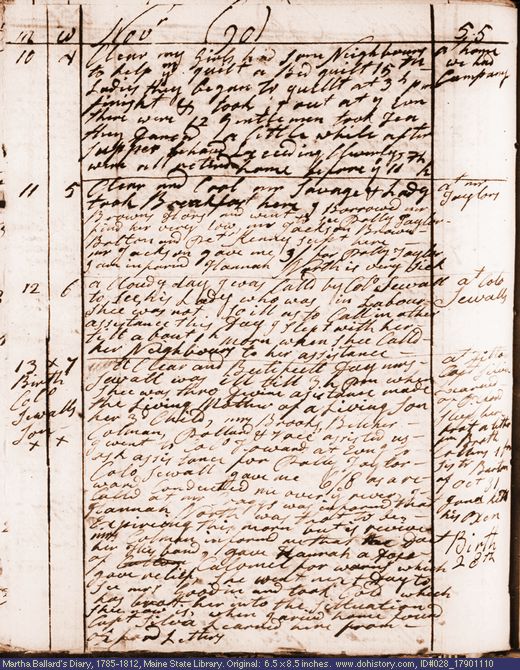 Nov. 10-13, 1790 diary page (image, 127K). Choose 'View Text' (at left) for faster download.