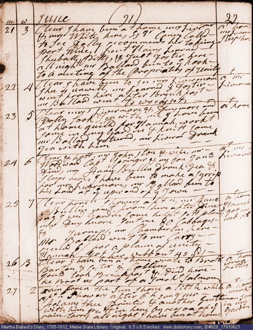 Jun. 21-27, 1791 diary page (image, 127K). Choose 'View Text' (at left) for faster download.