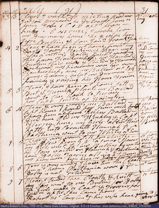 Jul. 3-9, 1791 diary page (image, 128K). Choose 'View Text' (at left) for faster download.