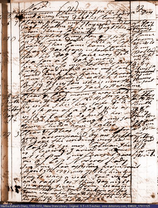 Nov. 25-29, 1791 diary page (image, 154K). Choose 'View Text' (at left) for faster download.