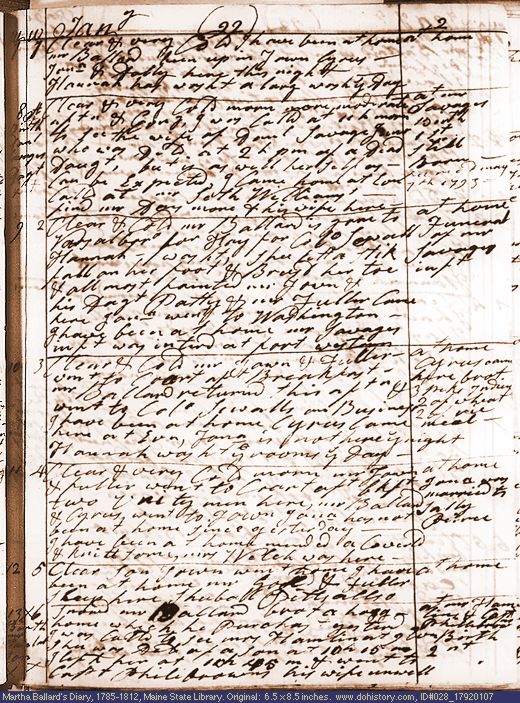Jan. 7-13, 1792 diary page (image, 153K). Choose 'View Text' (at left) for faster download.