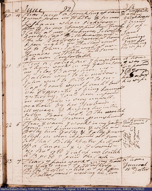 Jun. 20-23, 1792 diary page (image, 110K). Choose 'View Text' (at left) for faster download.