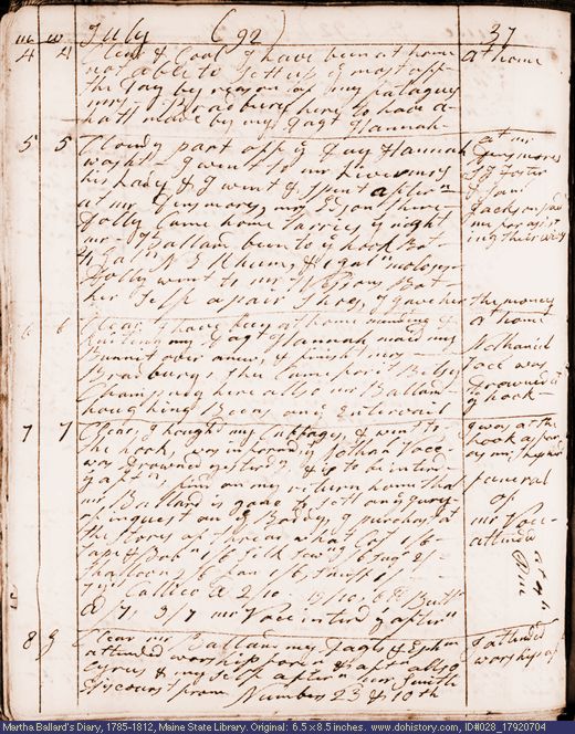 Jul. 4-8, 1792 diary page (image, 111K). Choose 'View Text' (at left) for faster download.