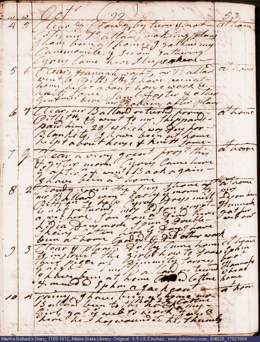 Oct. 4-10, 1792 diary page (image, 121K). Choose 'View Text' (at left) for faster download.