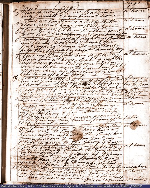 Jan. 1-12, 1793 diary page (image, 135K). Choose 'View Text' (at left) for faster download.