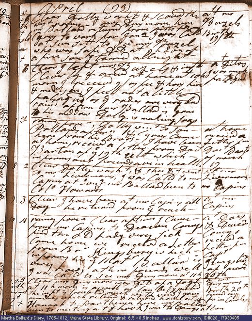 Apr. 5-11, 1793 diary page (image, 145K). Choose 'View Text' (at left) for faster download.