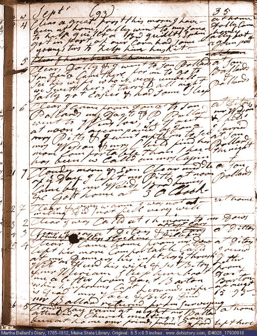 Sep. 18-26, 1793 diary page (image, 148K). Choose 'View Text' (at left) for faster download.